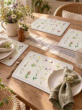 Vintage 70s Paul Giannini Botanical Cork Back Placemats Set of 6